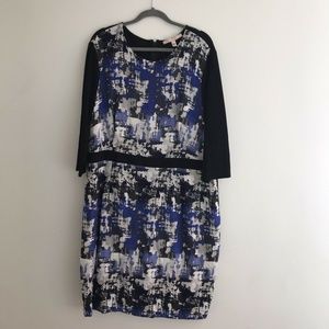 EUC! Hutch Pencil Dress w/ Blue, Gray & Black Print Plus Size 22